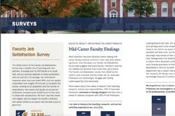 A page with data points from the 2018 Faculty Job Satisfaction Survey